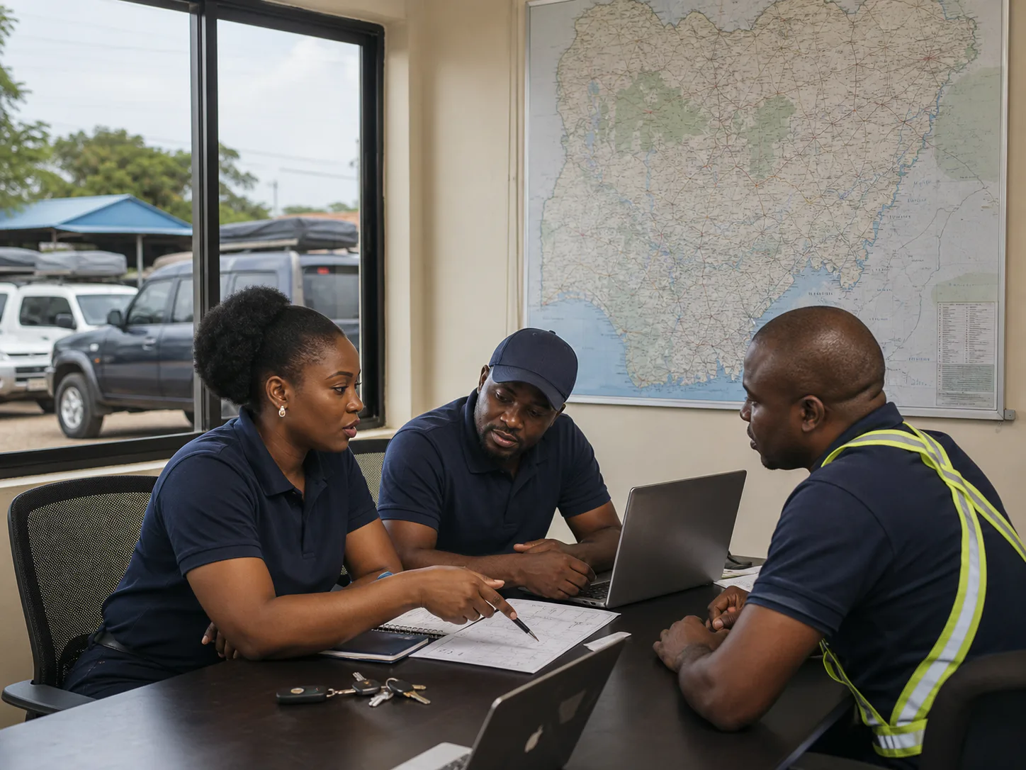 Transport operations team coordinating vehicle movements around Nigeria